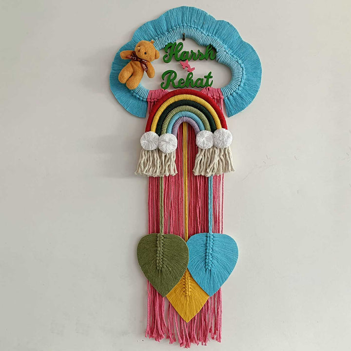 Personalized Macrame Kids Teddy Name Plate