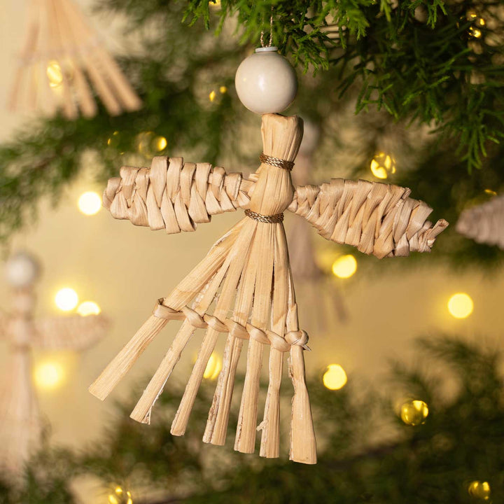 5 Pc | Handmade Banana Bark Angel Hanging Ornaments