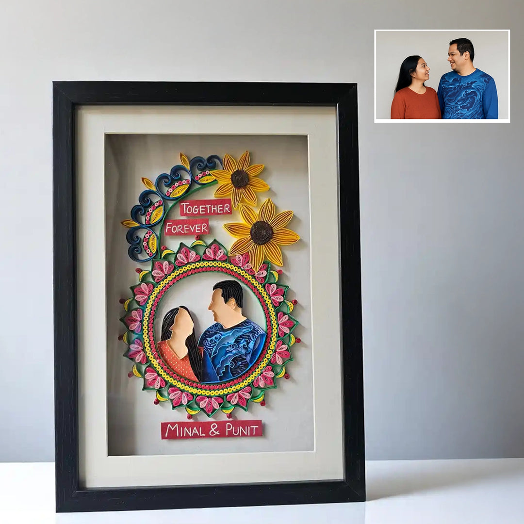 Photo Personalized Handmade Quilling Floral Theme Paper Decorative Plaque