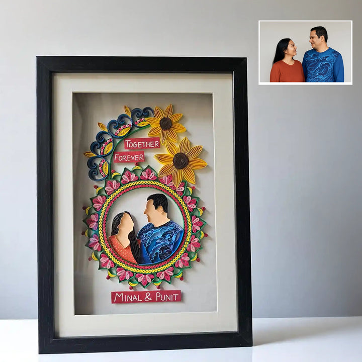 Photo Personalized Handmade Quilling Floral Theme Paper Decorative Plaque