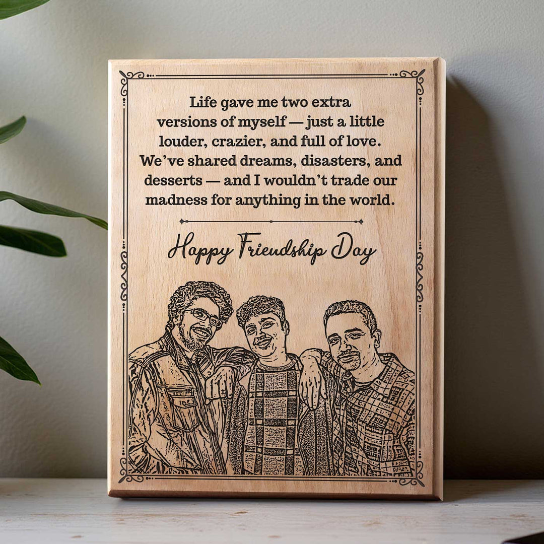 Photo Personalized Handmade Engraved Friendship Day Wooden Decorative Plaque