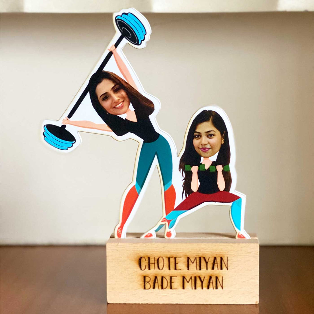 Photo Personalized Gym Girlfriends Acrylic Caricature Cutout