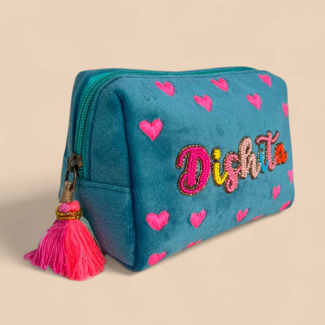 Personalized Handmade Embroidered Heart Design Pouch