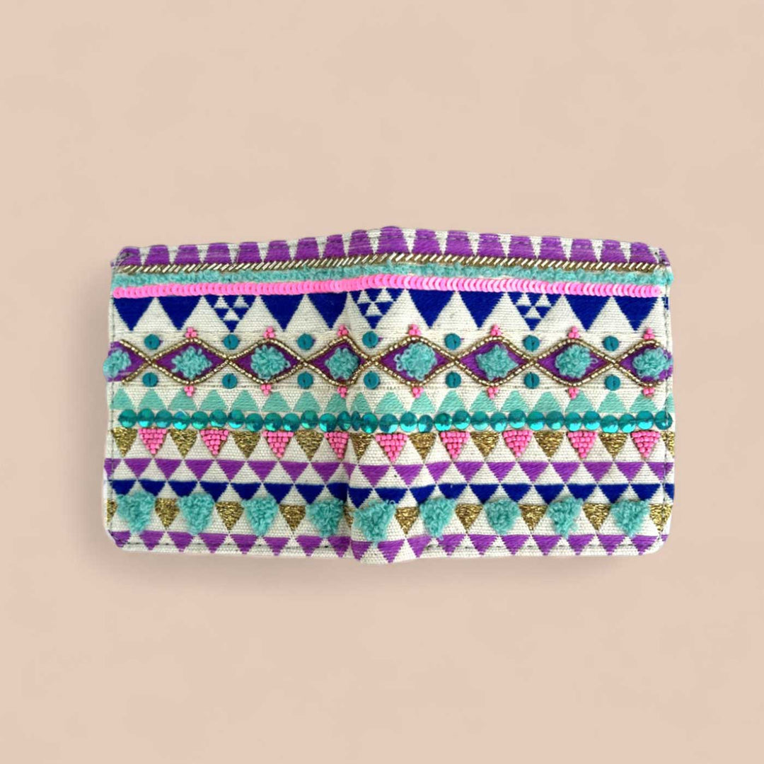 Handmade Embroidered Ne Triangles Design Jacquard Wallet