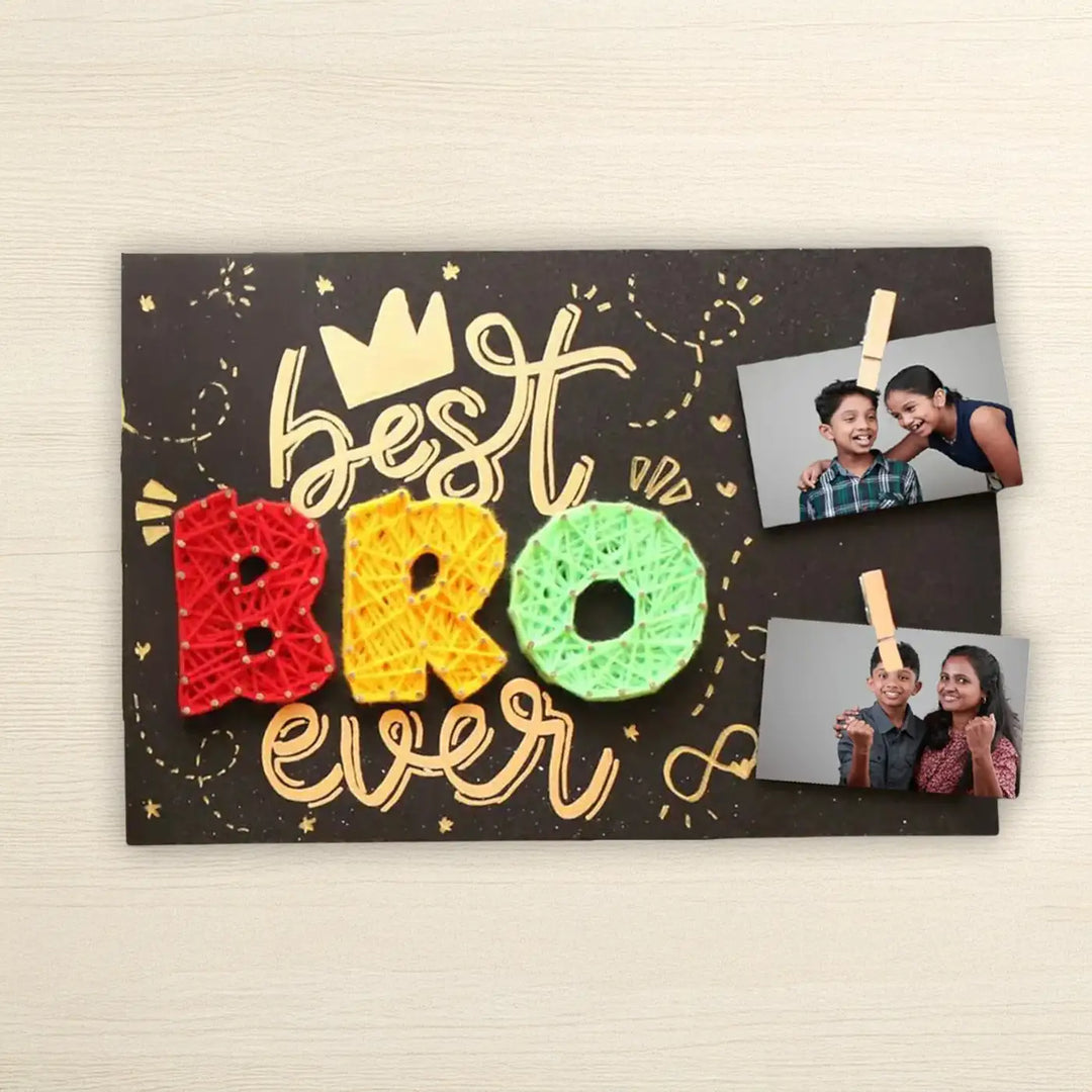 Handmade String Art "Best Bro Ever" Mdf Wood Decorative Plaque