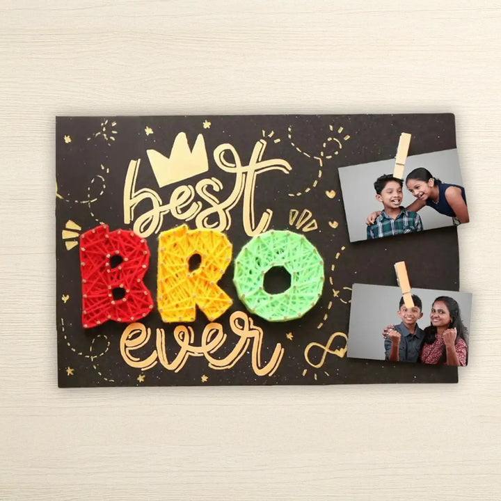 Handmade String Art "Best Bro Ever" Mdf Wood Decorative Plaque