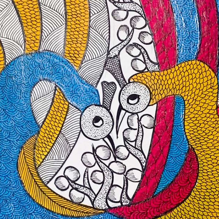 11 x 15 Inch | The Dance Of Togetherness | Original Hand Painted Tribal Gond Art Painting | Acrylic Paints On Paper