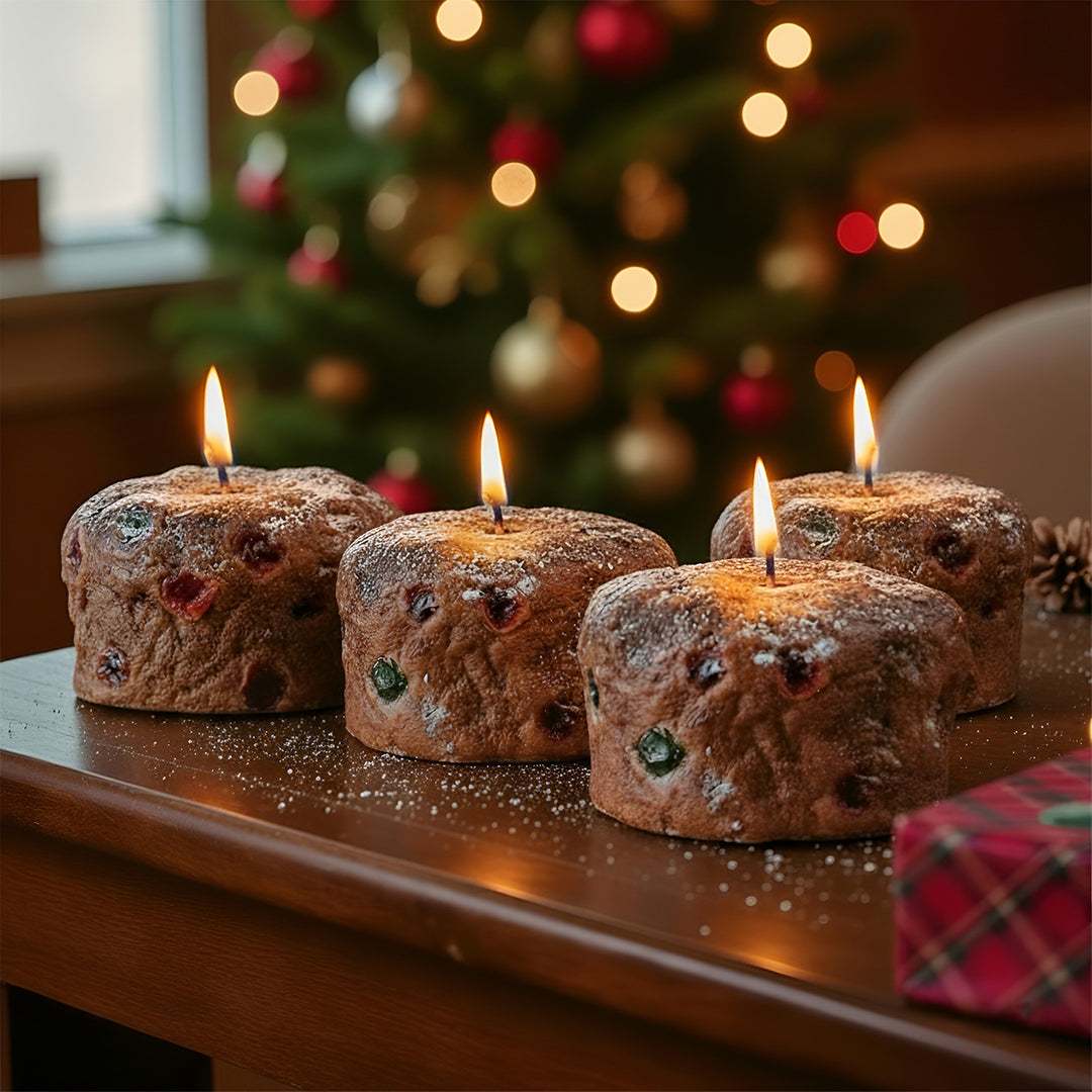 Handmade Realistic Plum Cake Soy Wax Candle For Christmas Decoration