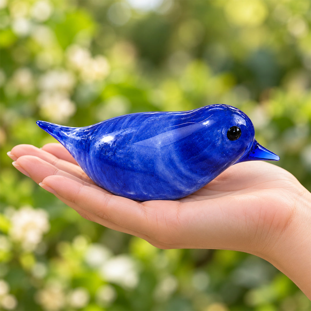 Blown Glass Cobalt Blue Bird Figurine For Home Decor