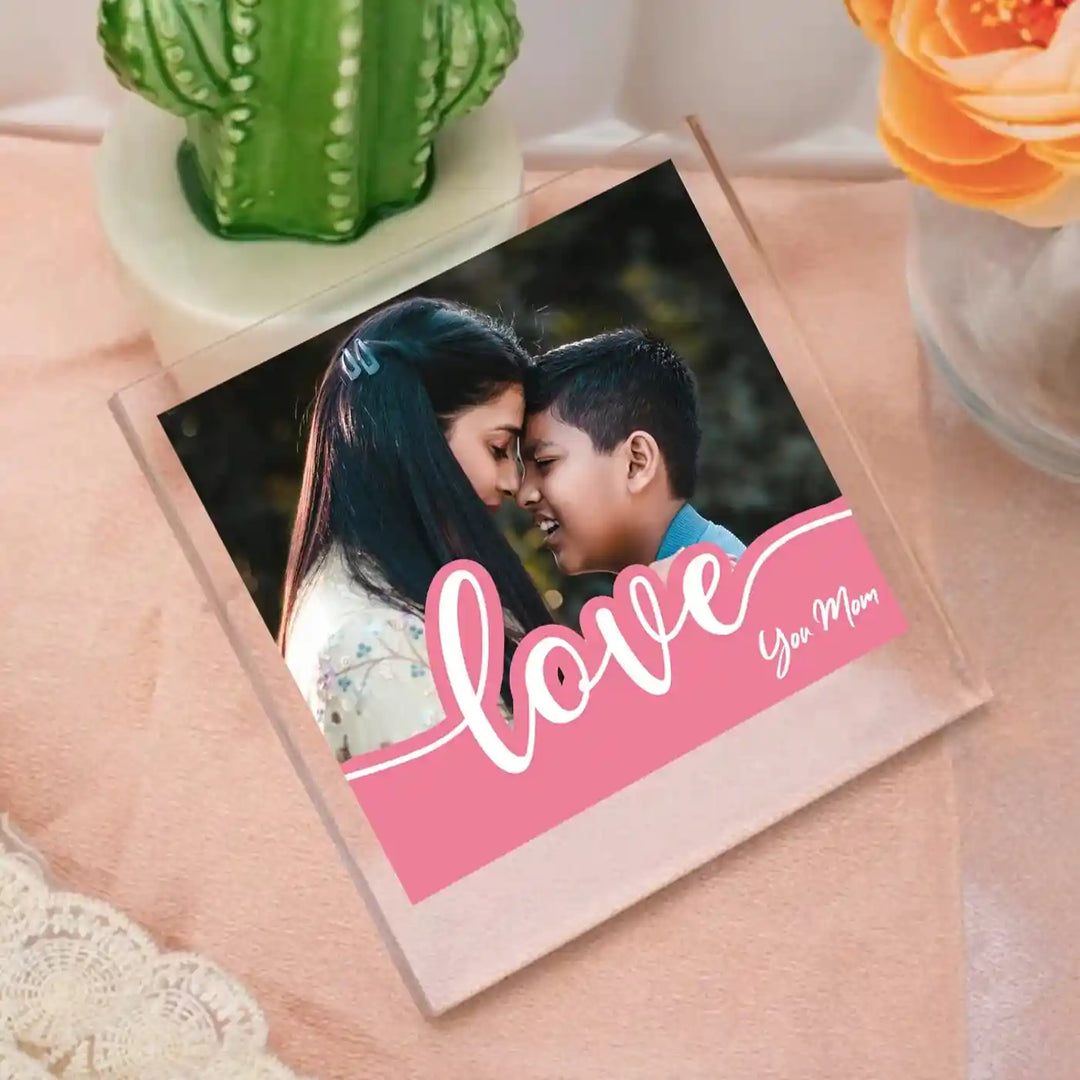Personalized Love You Mom Theme Wooden Photo Frame