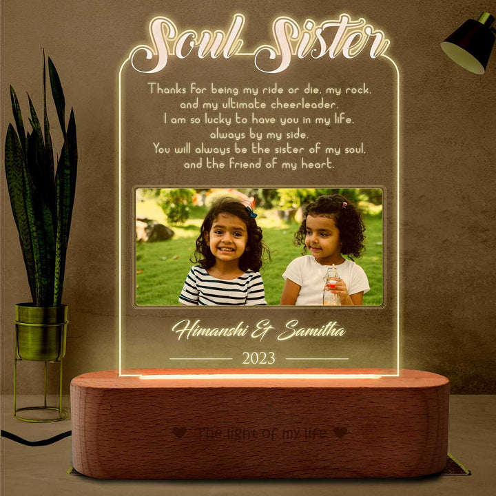 Photo Personalized Engraved Soul Sister Acrylic Table Lamp