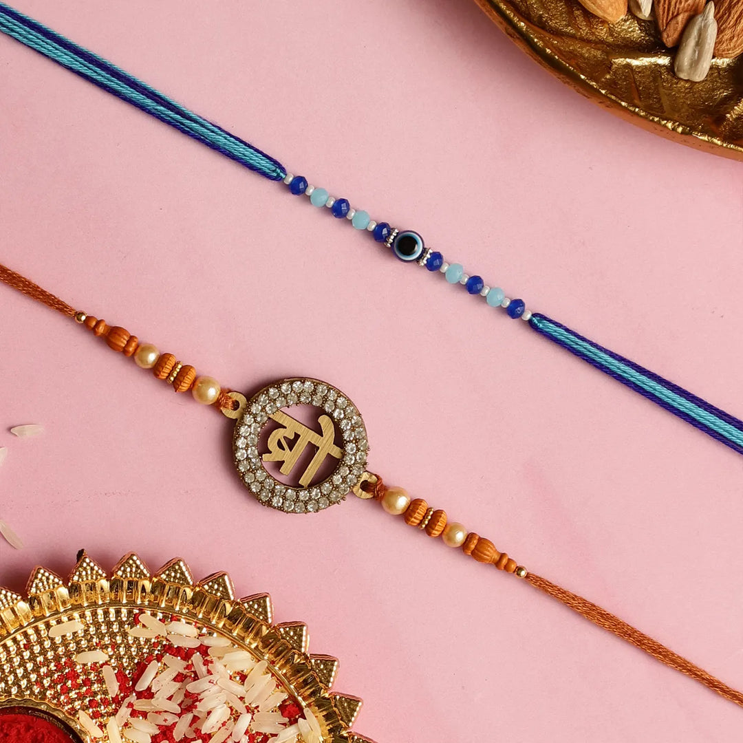 Handmade "Bro" & Evil Eye Kids Rakhi With Roli Chawal | Set Of 2