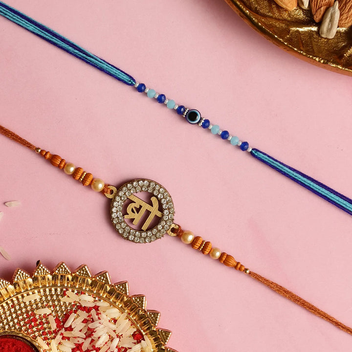 Handmade "Bro" & Evil Eye Kids Rakhi With Roli Chawal | Set Of 2