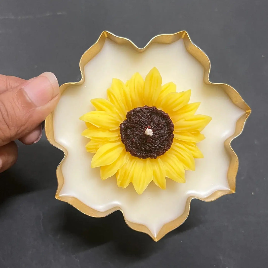 5 Pc | Handmade Lotus Shaped Urli With Sunflower Wax Scented Candle