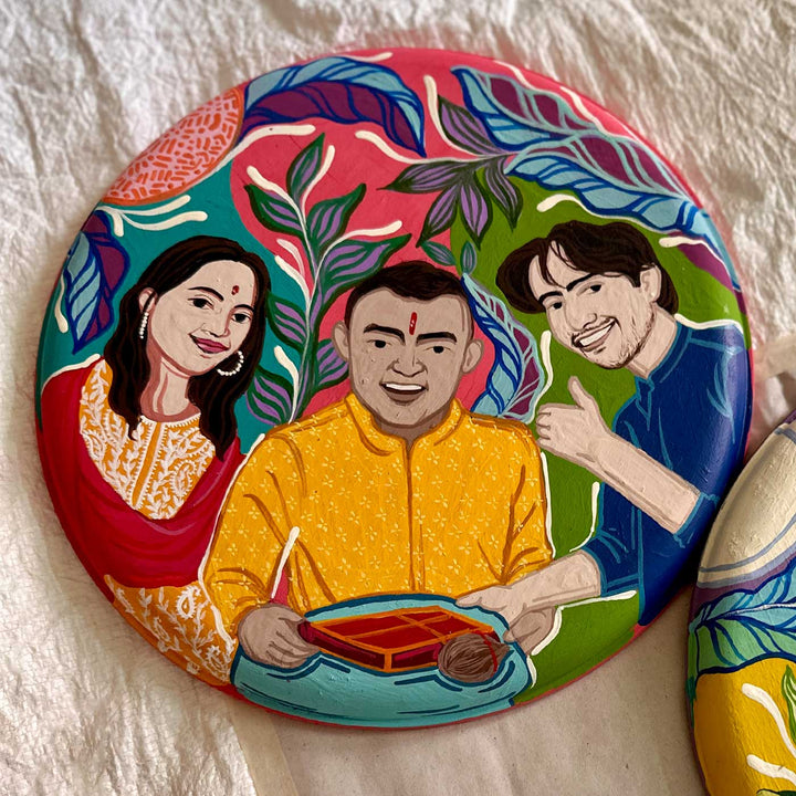10 Inch | Photo Personalized Hand Painted Pop Art Illustrated Caricature Wall Plate With Stand
