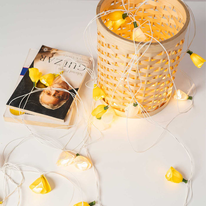 Handmade Poov String Light Yellow Color Sholapith Fairy Light