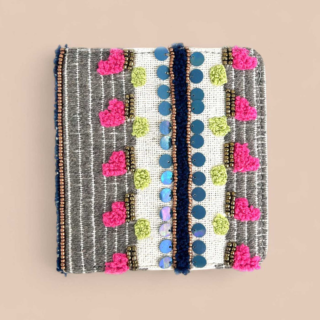 Handmade Embroidered Neo Beige Design Jacquard Wallet