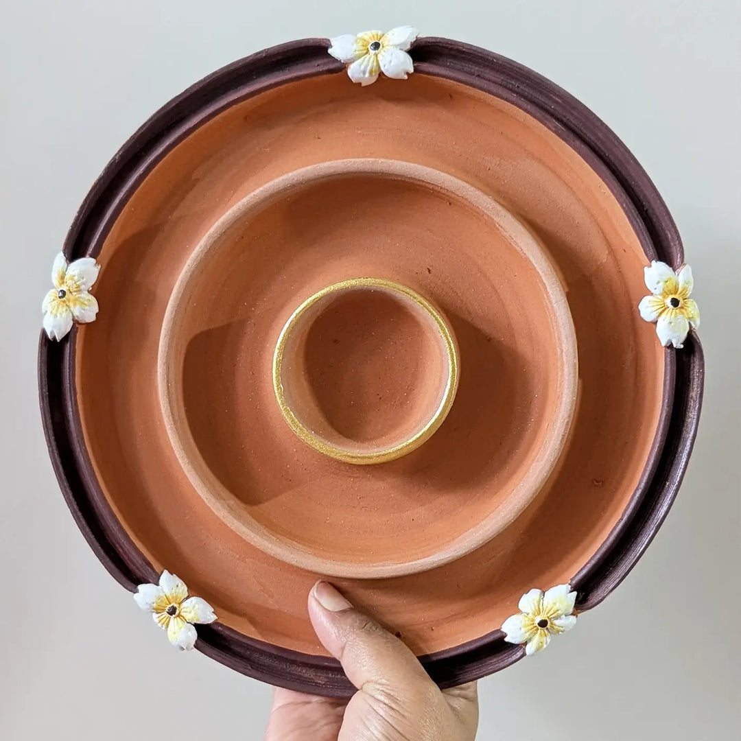 Handmade Decorative Floral Terracotta Urli