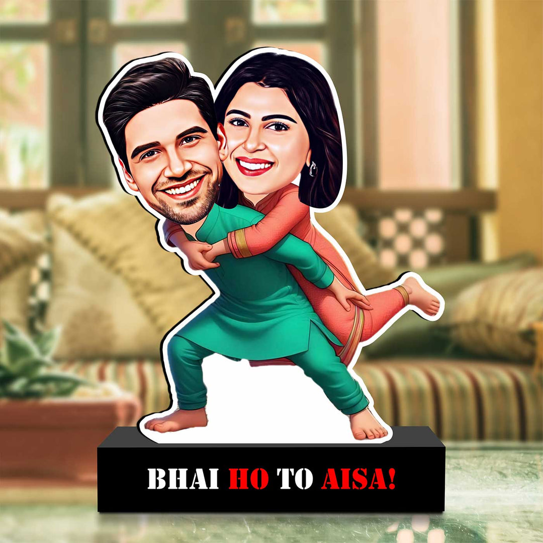 Photo Personalized Printed Best Bro Sis Acrylic Caricature Cutout With Stand