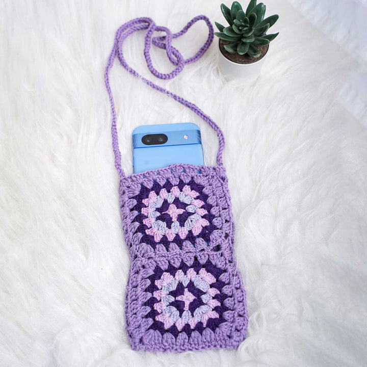 Handmade Crochet The Lavender Cotton Mobile Sling Bag