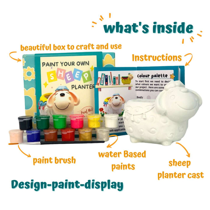 Paint Your Own Sheep Theme Ceramic Planter DIY Kit