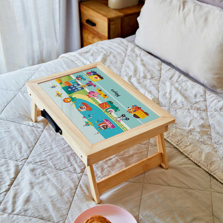 Personalized Let'S Travel Theme Wooden Foldable Desk