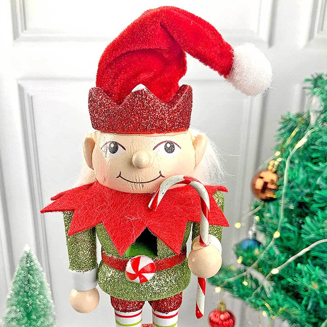 Three Tier Stacked Elves Wooden Decor For Christmas Table Decoration