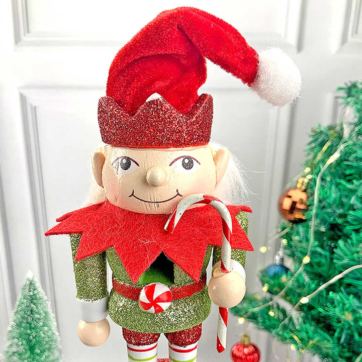 Three Tier Stacked Elves Wooden Decor For Christmas Table Decoration