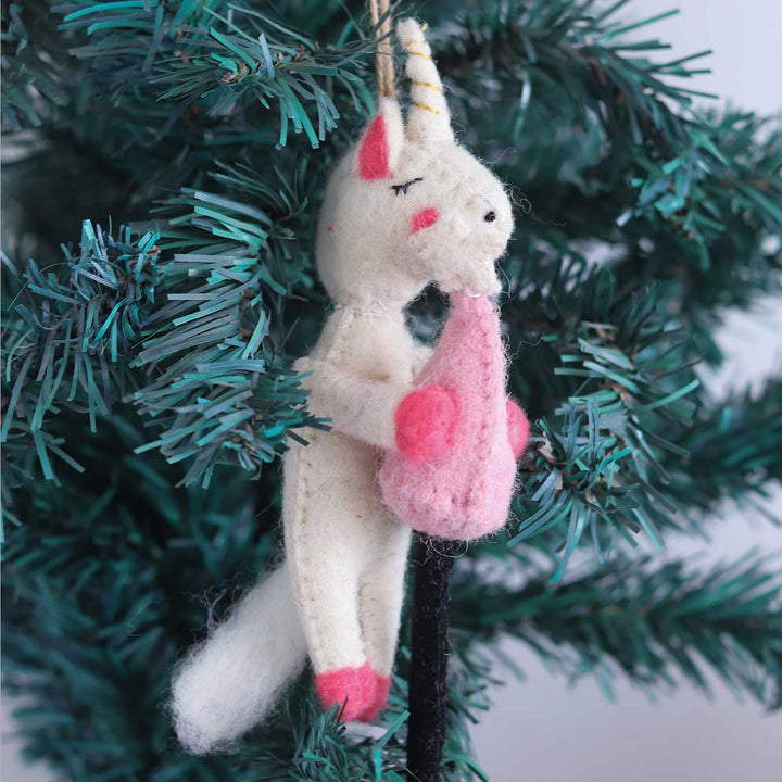 Mrs Melody Unicorn Felt Ornament For Christmas Tree Decoration