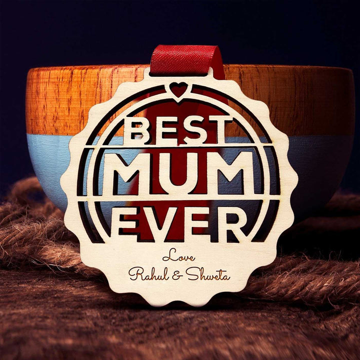 Photo Personalized Printed Best Mum Ever Wooden Medal