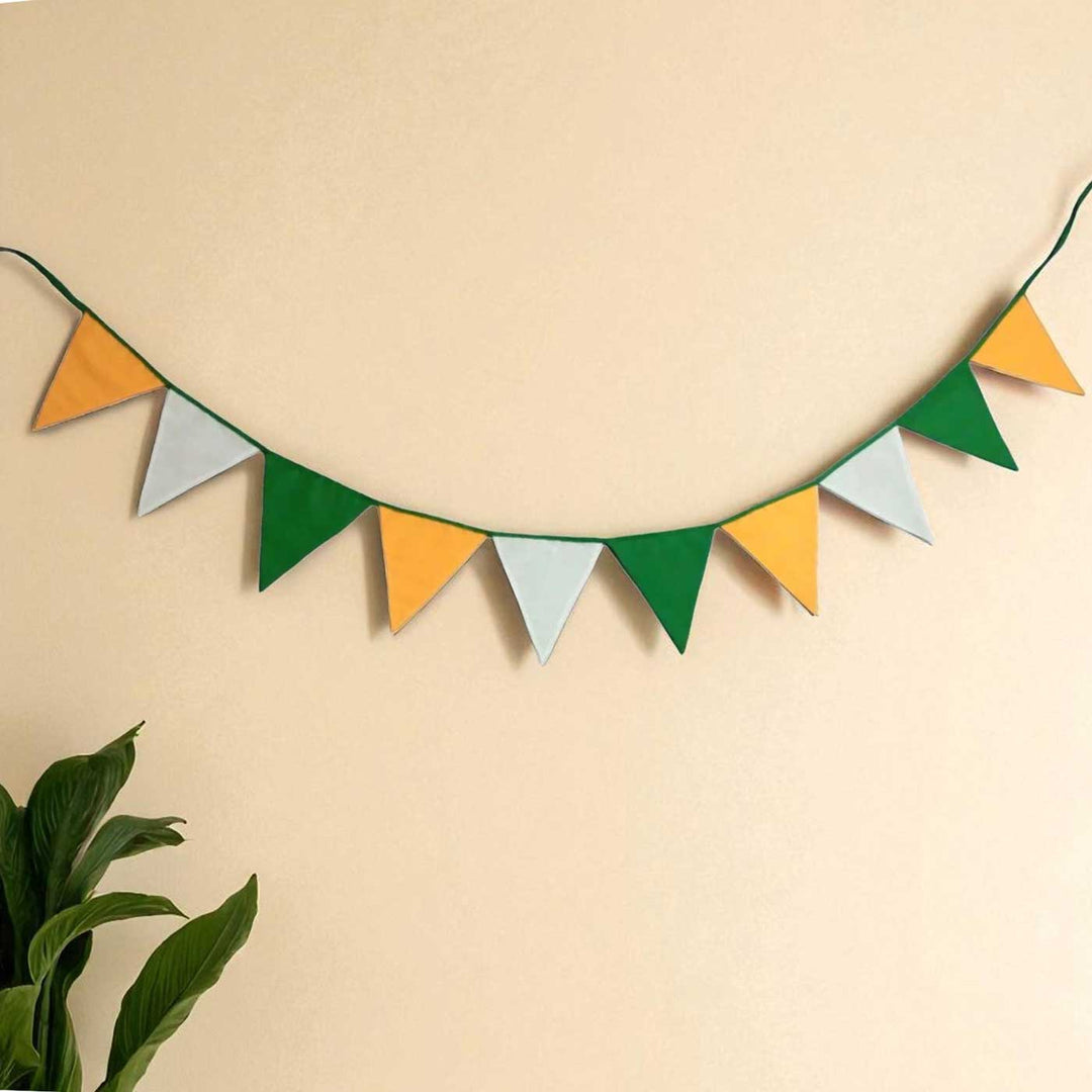 Handmade Tricolor Triangular Inpendence/Republic Day Upcycled Fabric Bunting
