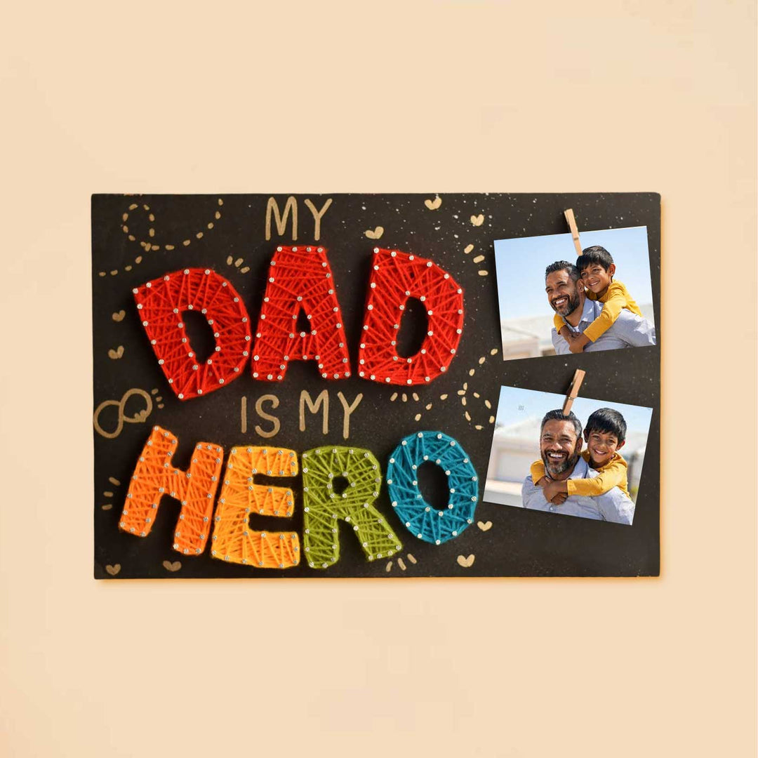 Handmade String Art "Dad Is My Hero" MDF Decorative Plaque For Fathers