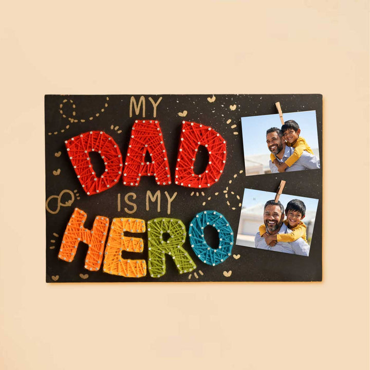 Handmade String Art "Dad Is My Hero" MDF Decorative Plaque For Fathers