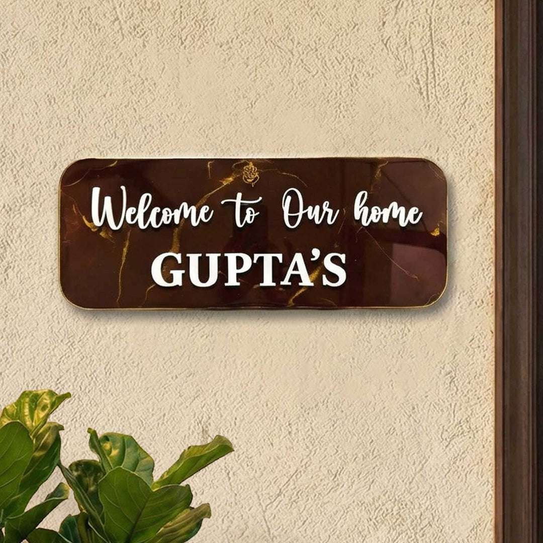 Personalized Coffee Brown Minimalist Resin Name Plate