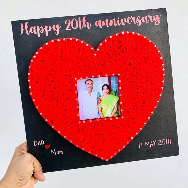 Photo Personalized Handmade String Art Heart Shape Wooden Decorative Plaque
