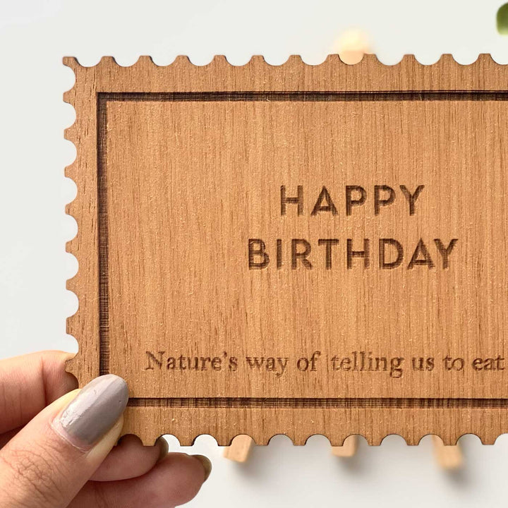 Engraved Happy Birthday Wooden Greeting Card