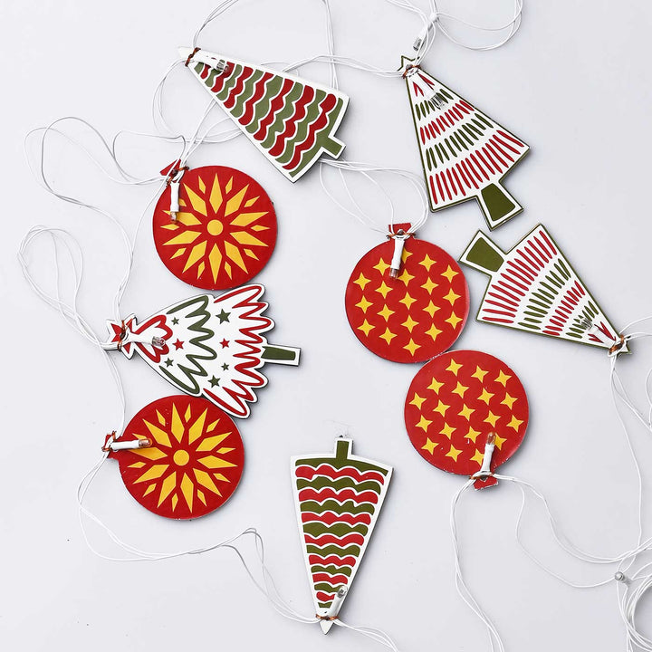 Decorative Pine Wood Bobble & Christmas Tree Fairy Light