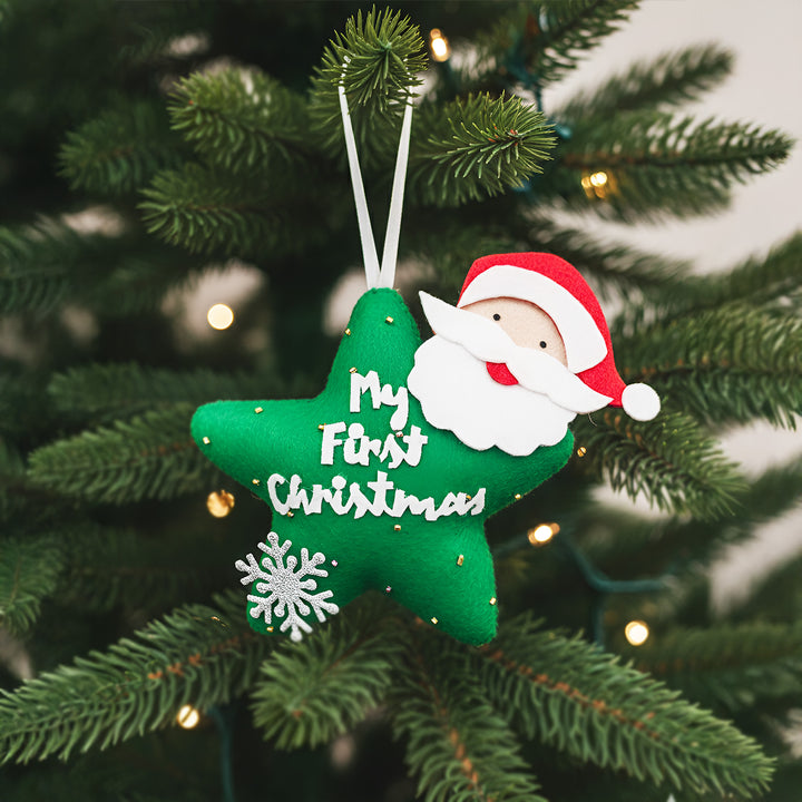 Handmade "My First Christmas" Star & Santa Ornament For Tree Decoration