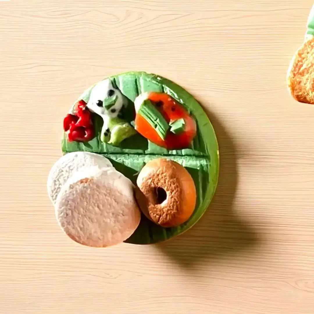 Handmade Polymer Clay Miniature Idli Vada Design Fridge Magnet