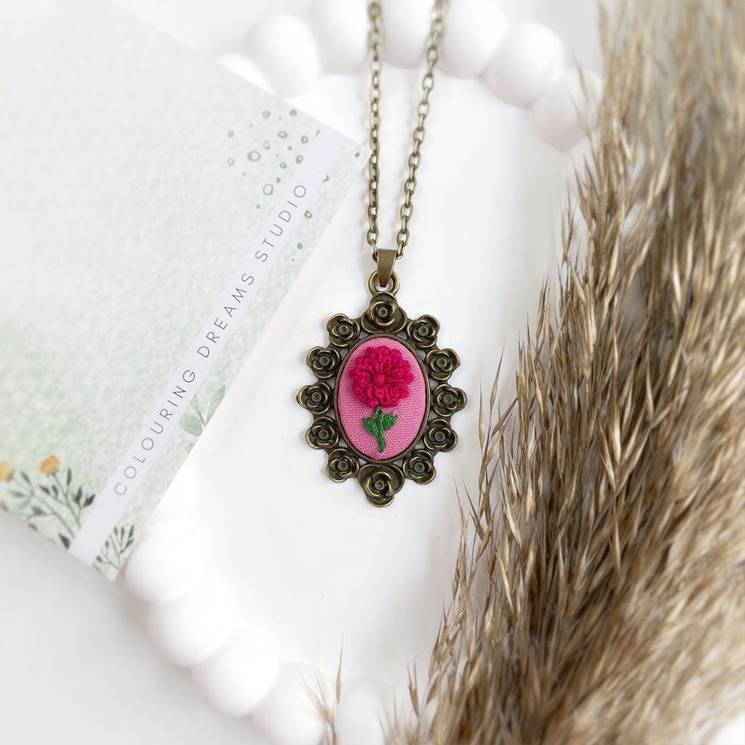 Hand Embroidered Vintage Floret Antique Finish Necklace