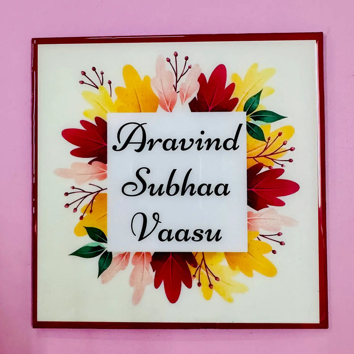 Personalized Leaves Theme Resin Name Plate