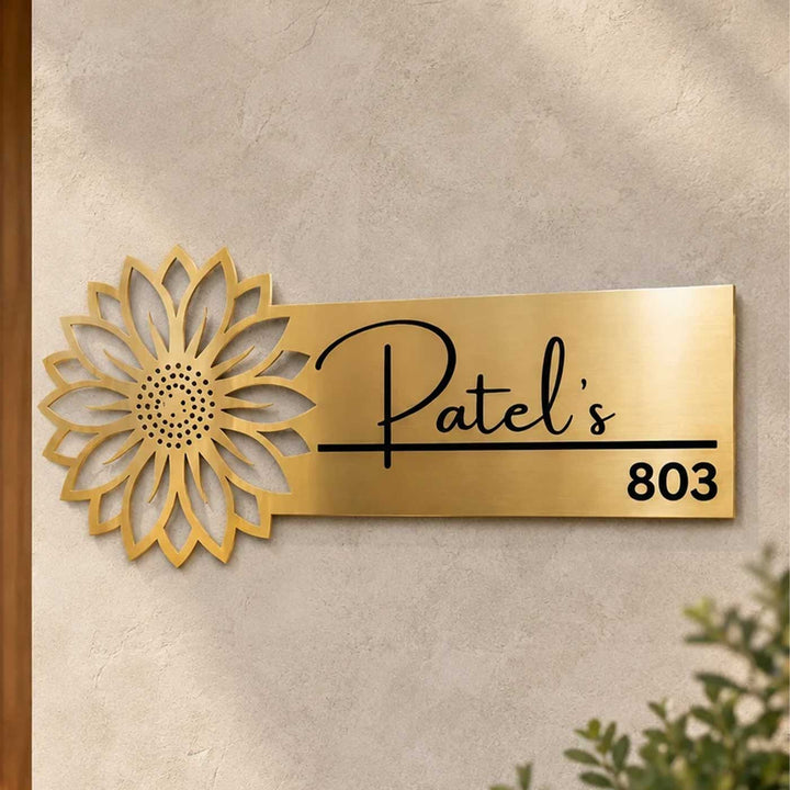 "Luxury Blossom" Personalized Weatherproof Stainless Steel Name Plate With Flower Motif For Home