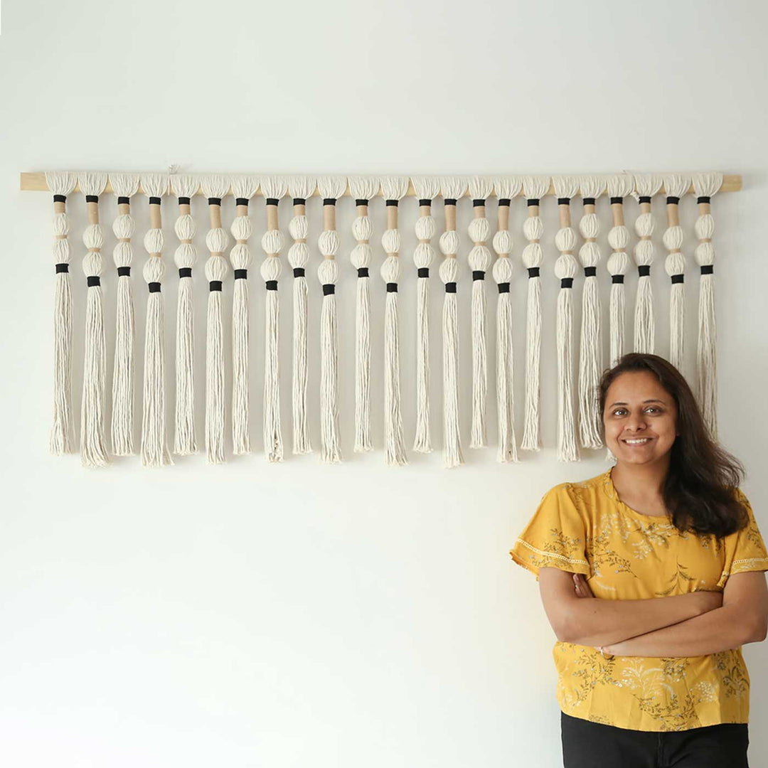 Handmade Macrame Big Tassels Design Cotton Wall Hanging