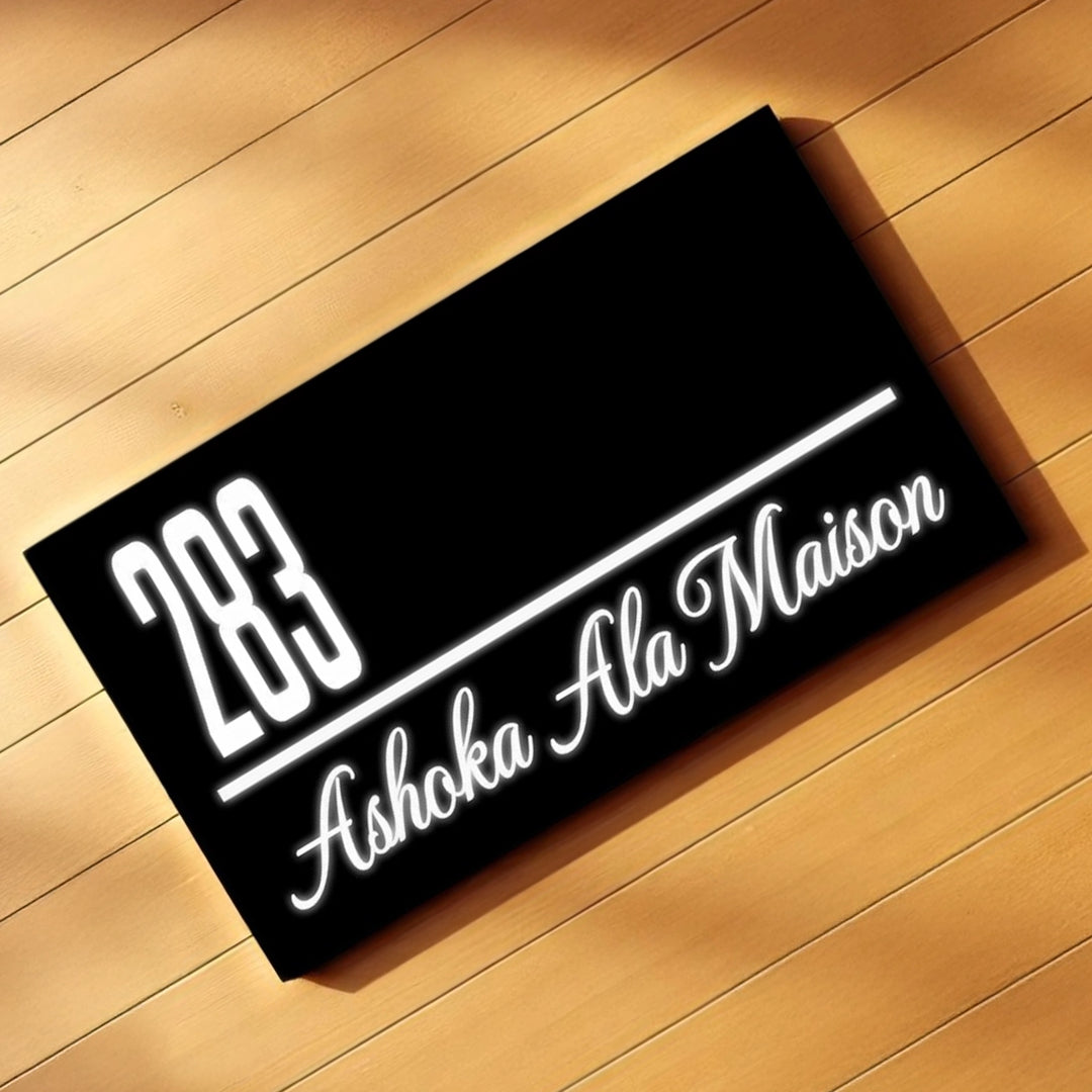 Personalized Classic Black And White LED Acrylic Name Plate