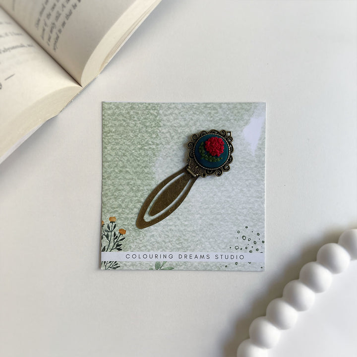 Hand Embroidered Petalmark Bronze Bookmark