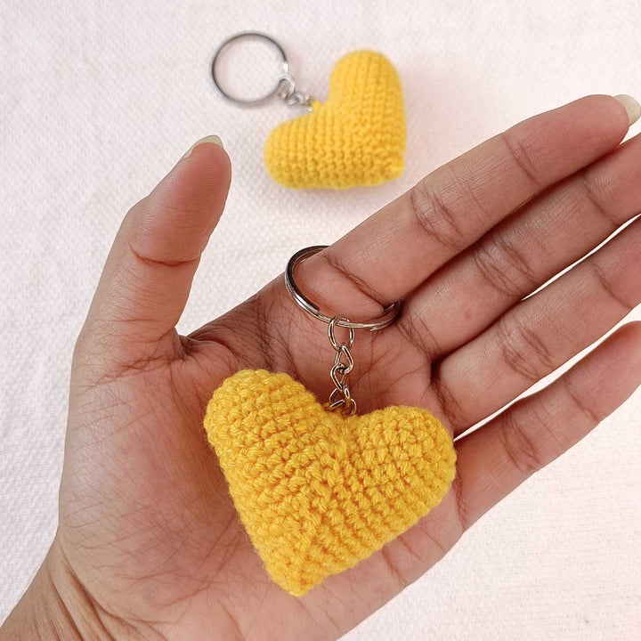 Handmade Crochet Heart Shaped Key Chain | Set Of 2