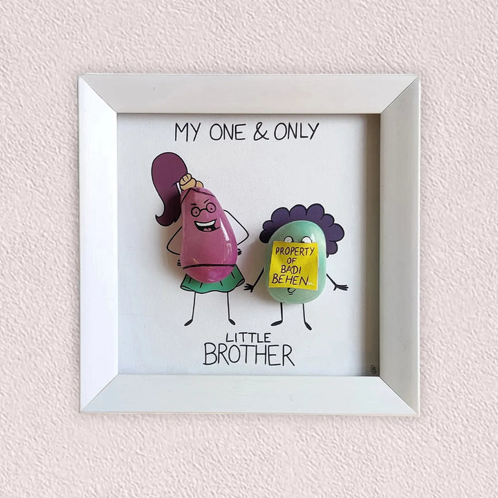 Personalized Pebble Art "Property of Badi Behen" Wooden Decorative Plaque For Siblings