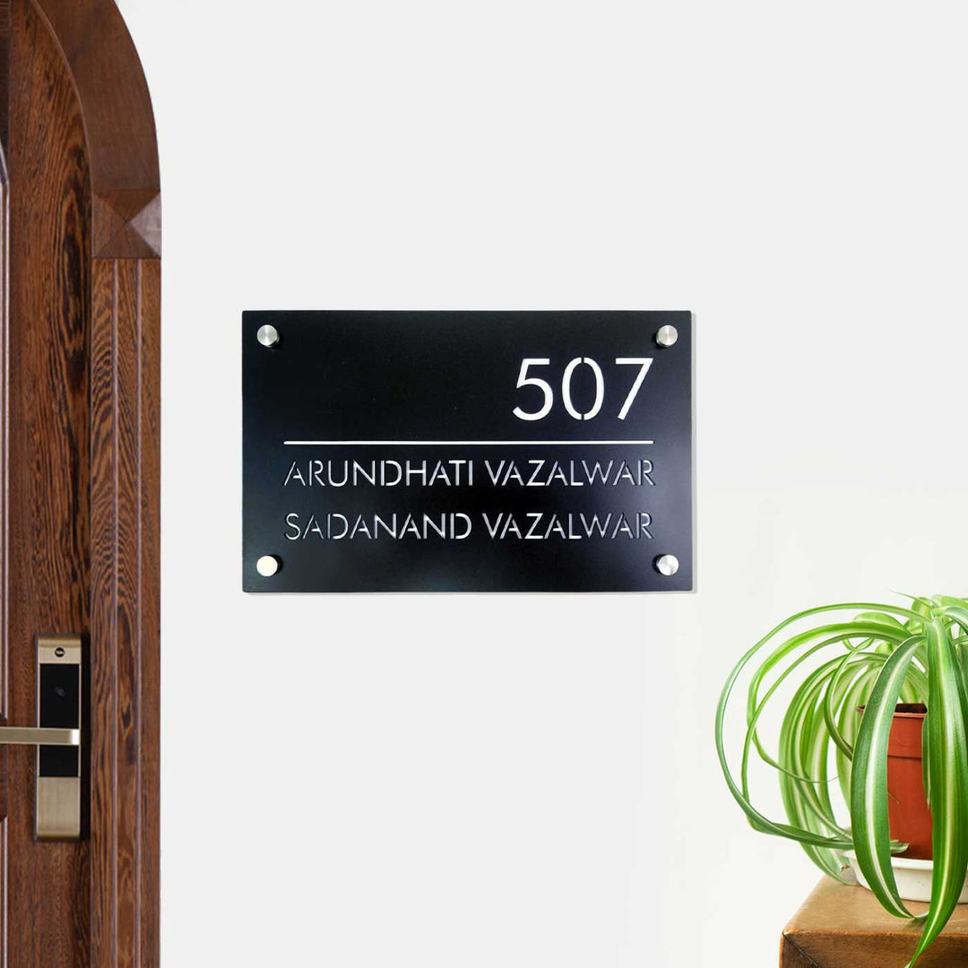 Personalized Rectangle Elegant Black Acrylic Name Plate