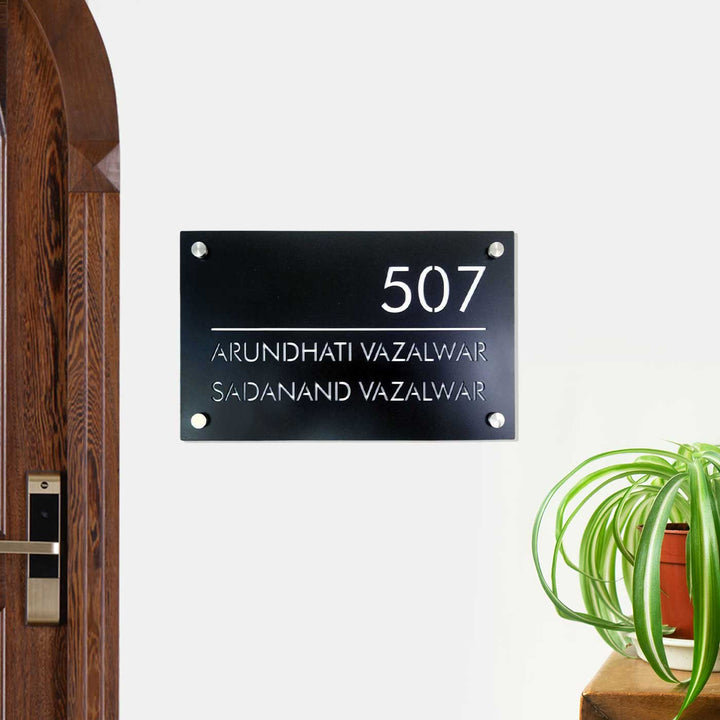Personalized Rectangle Elegant Black Acrylic Name Plate