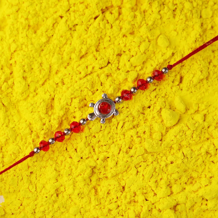 Handmade Beaded Tortoise Rakhi With Roli Chawal